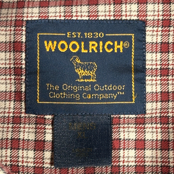 Vintage Woolrich Shirt Adult EXTRA LARGE Red Brown Plaid Cotton Outdoor USA 90s - Picture 5 of 10